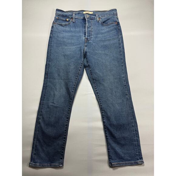 Levi's Women's Wedgie Straight Leg Button Fly Blue Denim Jeans - Size 32x27.5 - Picture 1 of 7